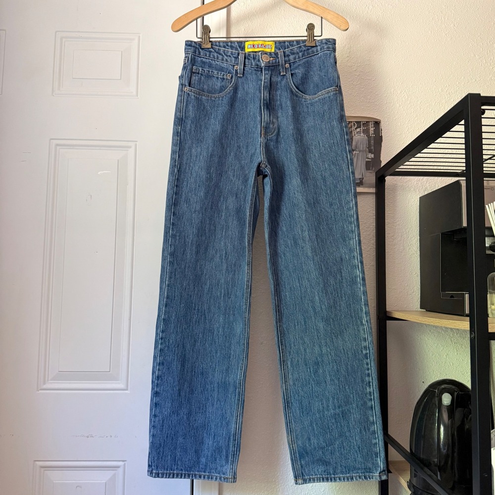 NEO BLUE medium cotton straight leg jeans